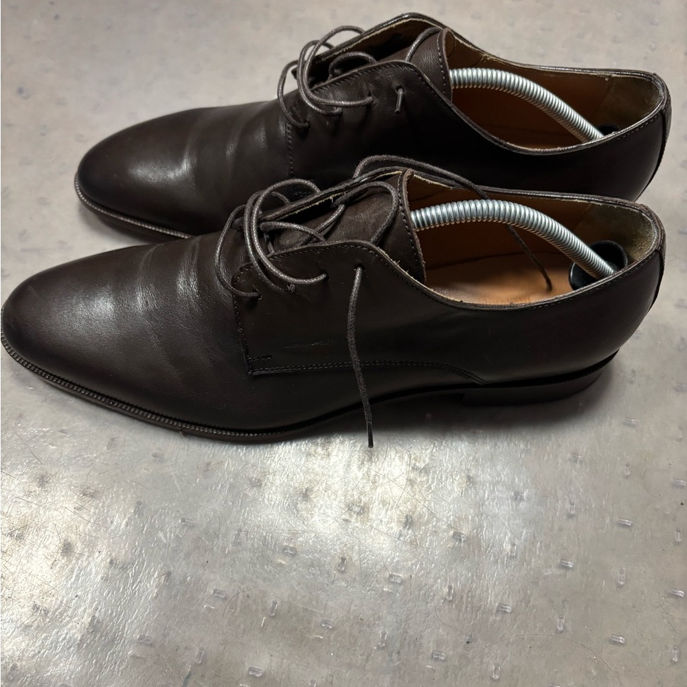 Express Dark Brown Leather Oxfords Made In Italy
